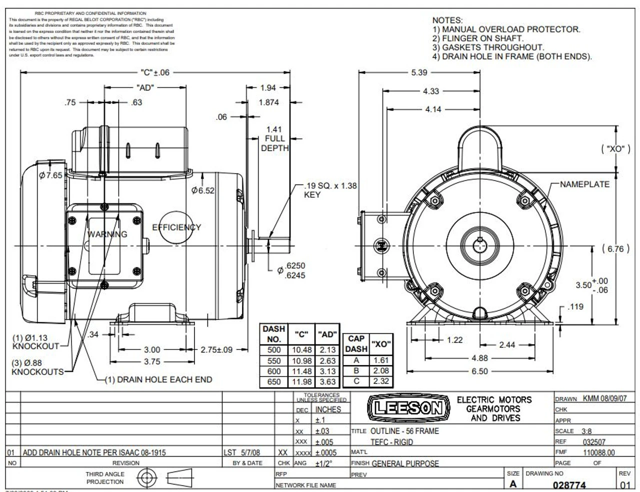 110088.00 Leeson | 1 Hp 1725 RPM 56 Frame TEFC (Farm Duty)115/208-230 Volts - Image 4