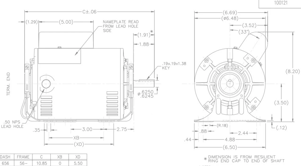 S116 Marathon 1 Hp (1 Speed) 115/230V 1800 RPM ODP 56 Frame Cap Start Resilient Base Motor - Image 4