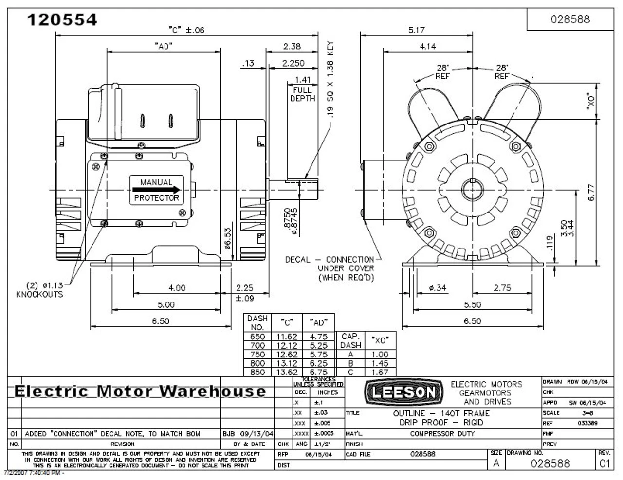 120554.00 Leeson | 5 Hp 3450 RPM 145T 230V Air Compressor Motor - Image 4