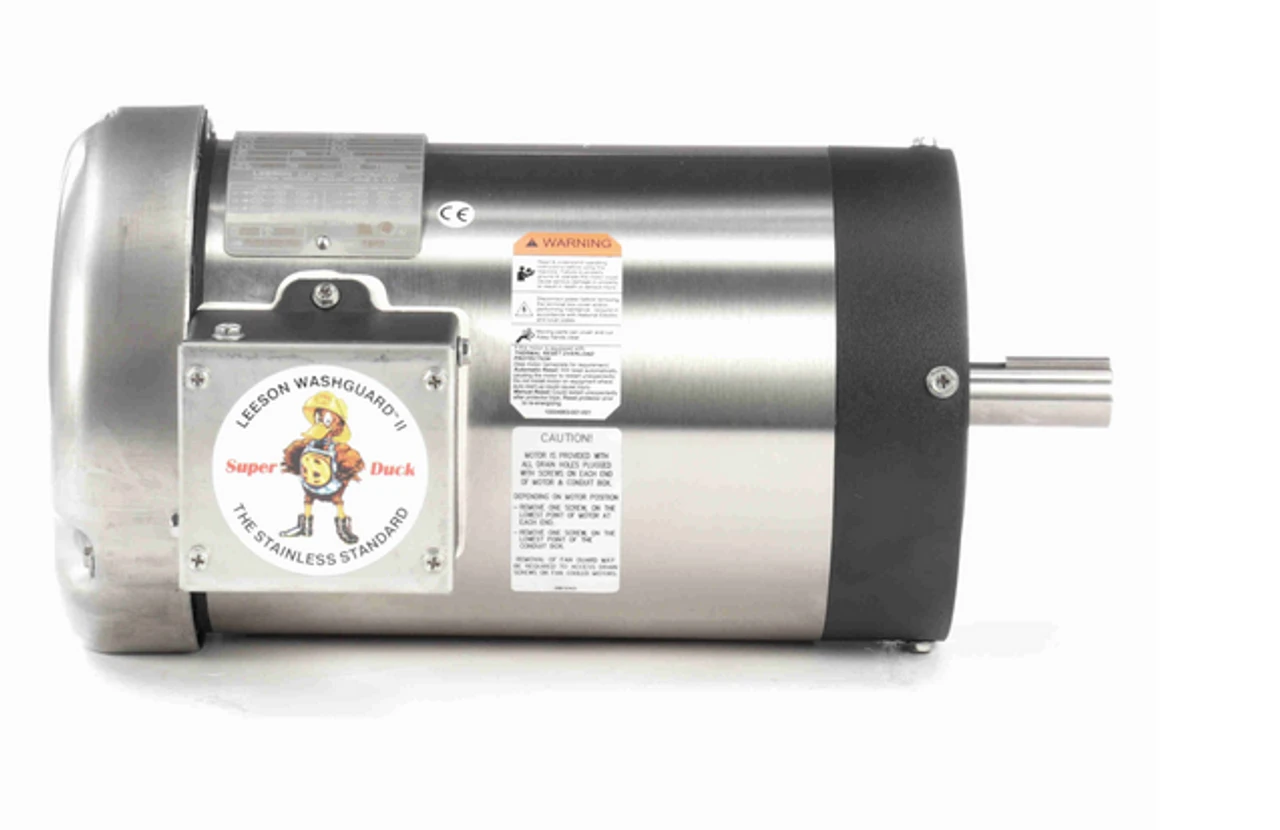 122200.00 Leeson Washguard 2 Hp 1800 RPM 208-230/460V 3-Phase 145TC Frame TEFC (no Base) Motor - Image 2