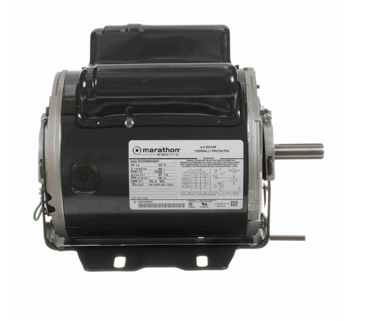 C1303 Marathon 3/4 Hp 1800 RPM 115/208-230V TENV 56 Frame Cap Start/Run Farm Motor - Image 3