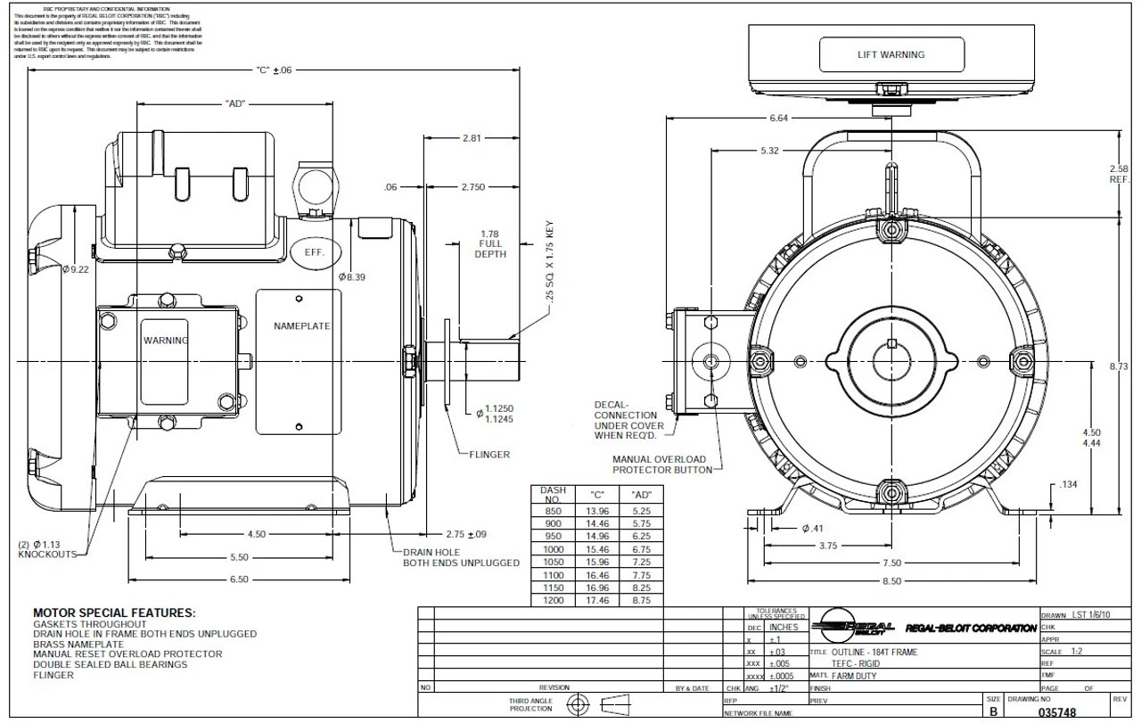 131543.00 Leeson | 5 Hp 1740 RPM 184T Frame TEFC (Farm Duty) 230 Volts - Image 4