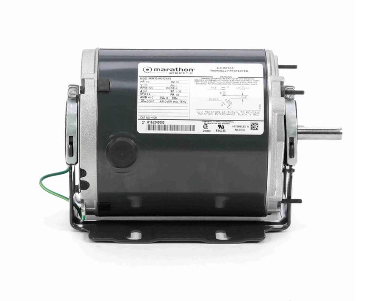 H139 Marathon 1/3 Hp 1800 RPM 115V TENV 48 Frame Split-Phase Farm Motor - Image 3