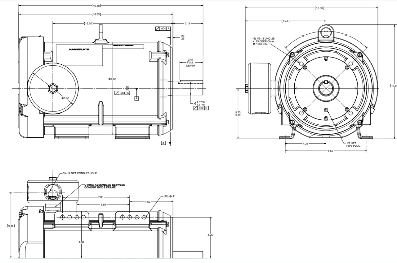 141411.00 Leeson Extreme Duck 10 Hp 3600 RPM 230/460V 3-Phase 215TC Frame TEFC (base) Motor - Image 3