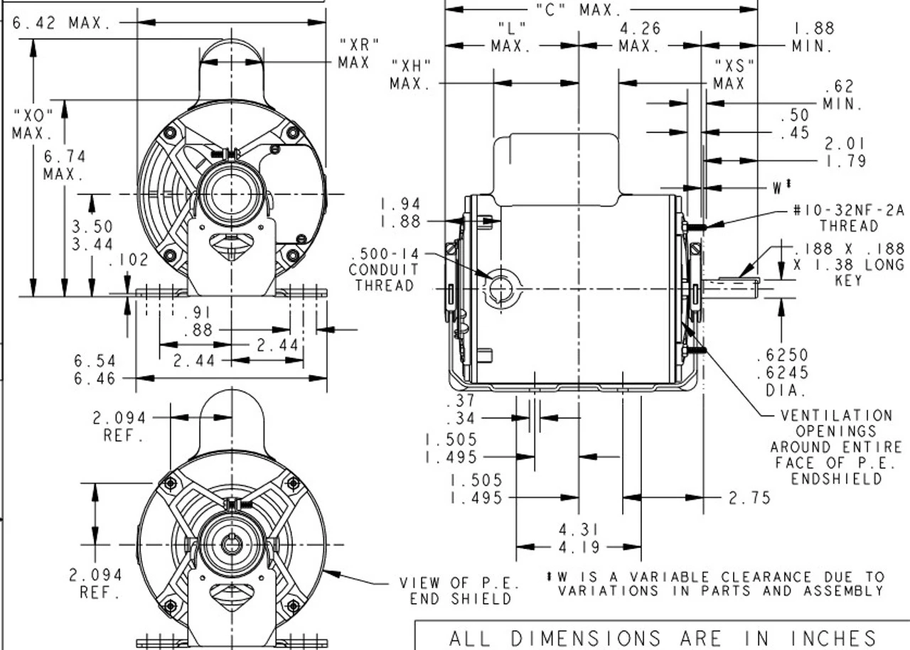 C1483 Marathon 3/4 Hp (1 Speed) 115/230V 1800 RPM ODP 56 Frame Cap Start Resilient Base Motor - Image 4