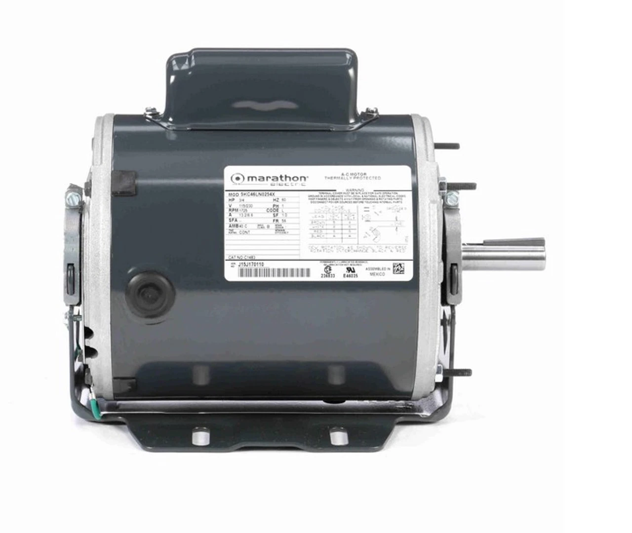 C1483 Marathon 3/4 Hp (1 Speed) 115/230V 1800 RPM ODP 56 Frame Cap Start Resilient Base Motor - Image 3