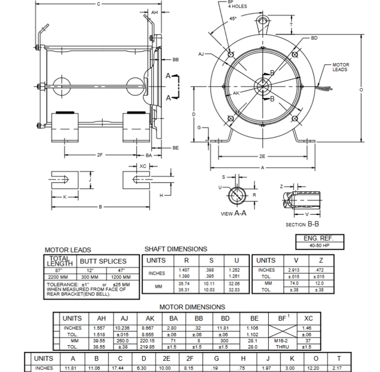 E50S1BZ Nidec 50 Hp 3600 RPM 230/460V 3-phase 160LCS Frame Oil Submersible Elevator Motor - Image 2