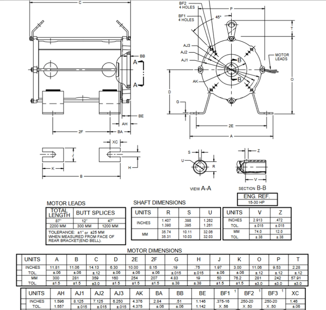 EZ20S1BZ Nidec 20 Hp 3600 RPM 230/460V 3-phase 160ZBS Frame Oil Submersible Elevator Motor - Image 2