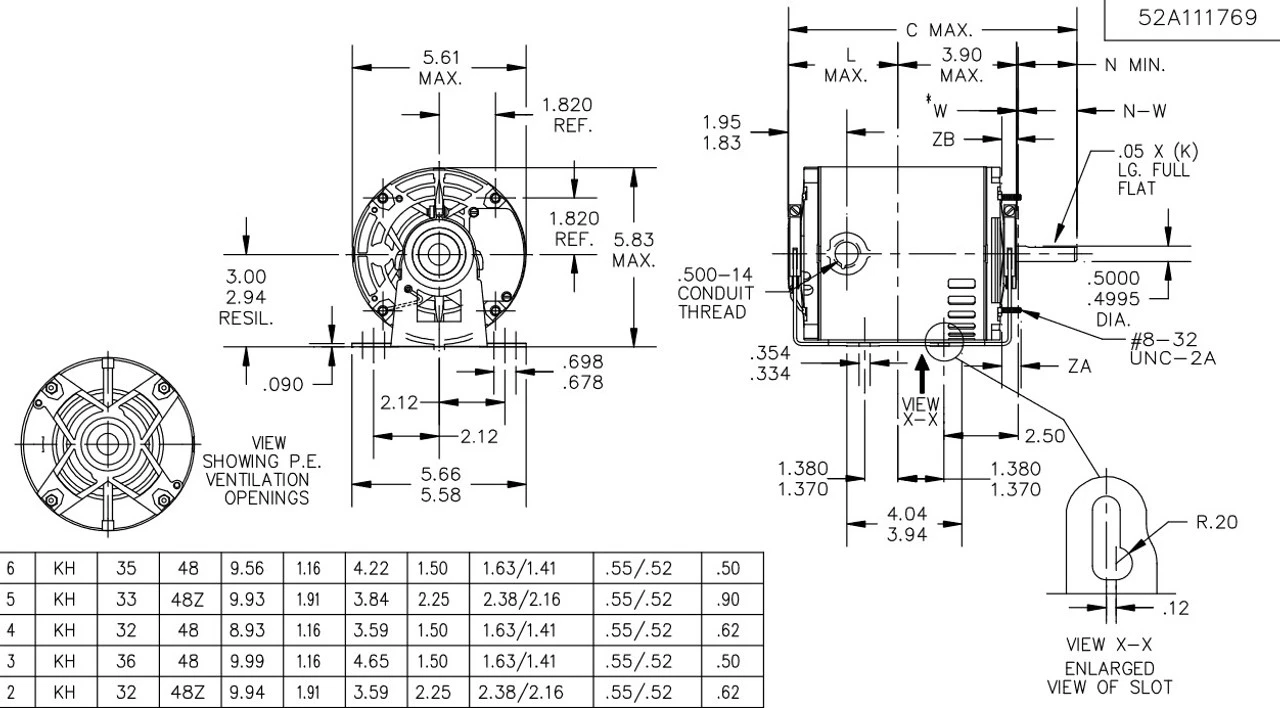 H165 Marathon 1/3 Hp (1 Speed) 115V 1800 RPM ODP 48Z Frame Resilient Base Blower Motor - Image 4