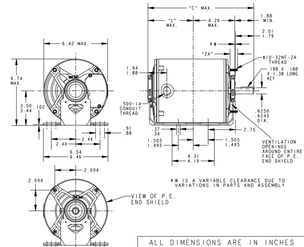H173 Marathon 1/3 Hp (2 Speed) 115V 1800/1200 RPM ODP 56 Frame Resilient Base Blower Motor - Image 4