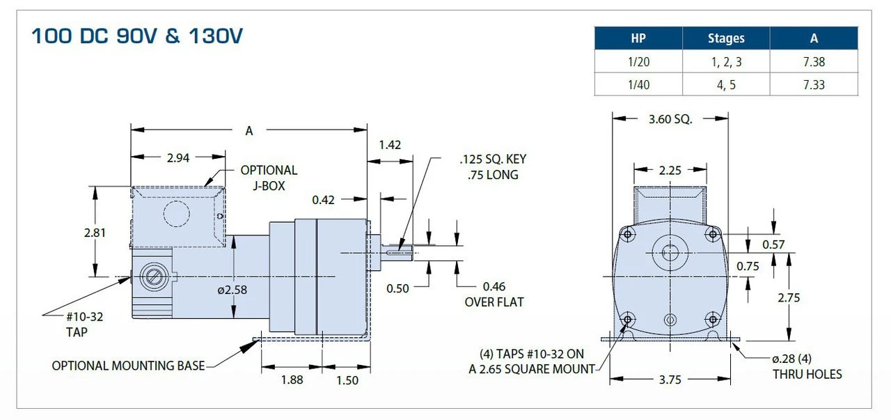 Bison 011-190-0072 Gear Motor 1/20 Hp 25 RPM 90/130VDC - Image 3