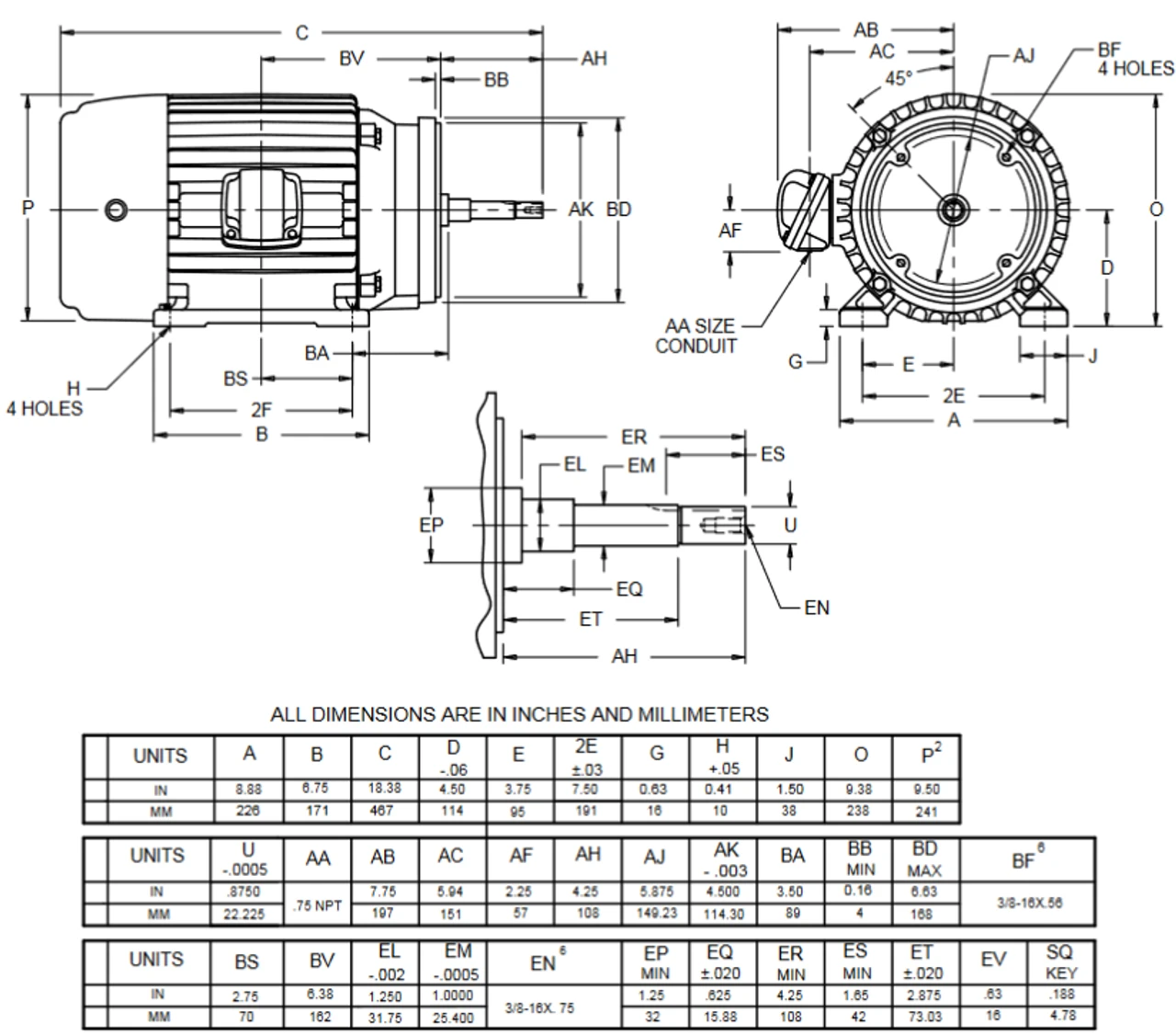 XJ3P2BM Nidec 3 Hp 1800 RPM 182JM Frame 60 Hz 230/460V TEFC 3-Phase Hazardous Duty Motor - Image 2