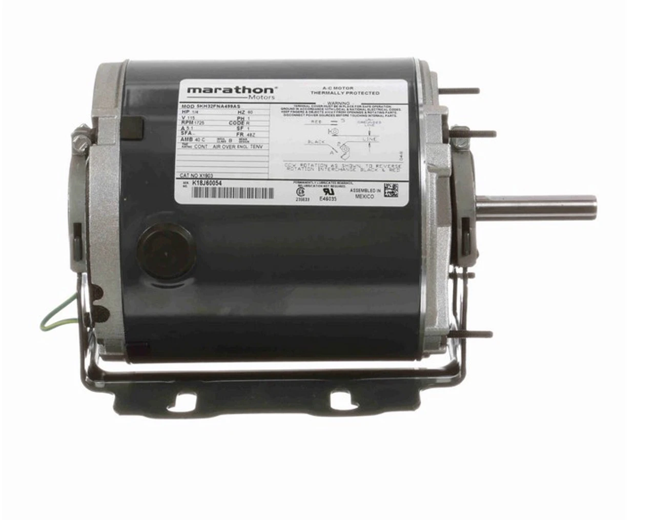 X1903 Marathon 1/4 Hp 1800 RPM 115V TENV 48Z Frame Split-Phase Farm Motor - Image 3