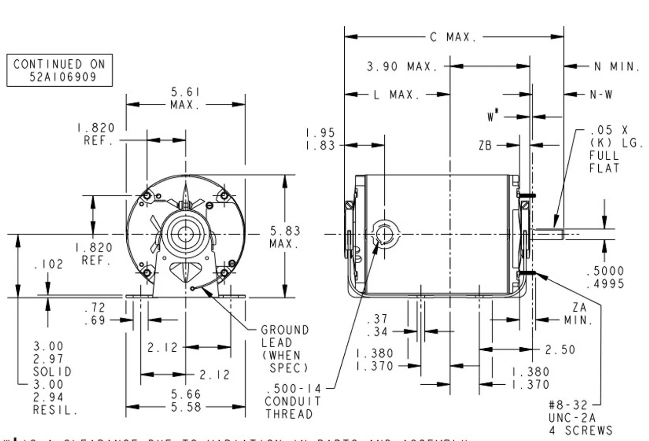 H197 Marathon 1/6 Hp 1200 RPM 115V TENV 48 Frame Split-Phase Farm Motor - Image 4