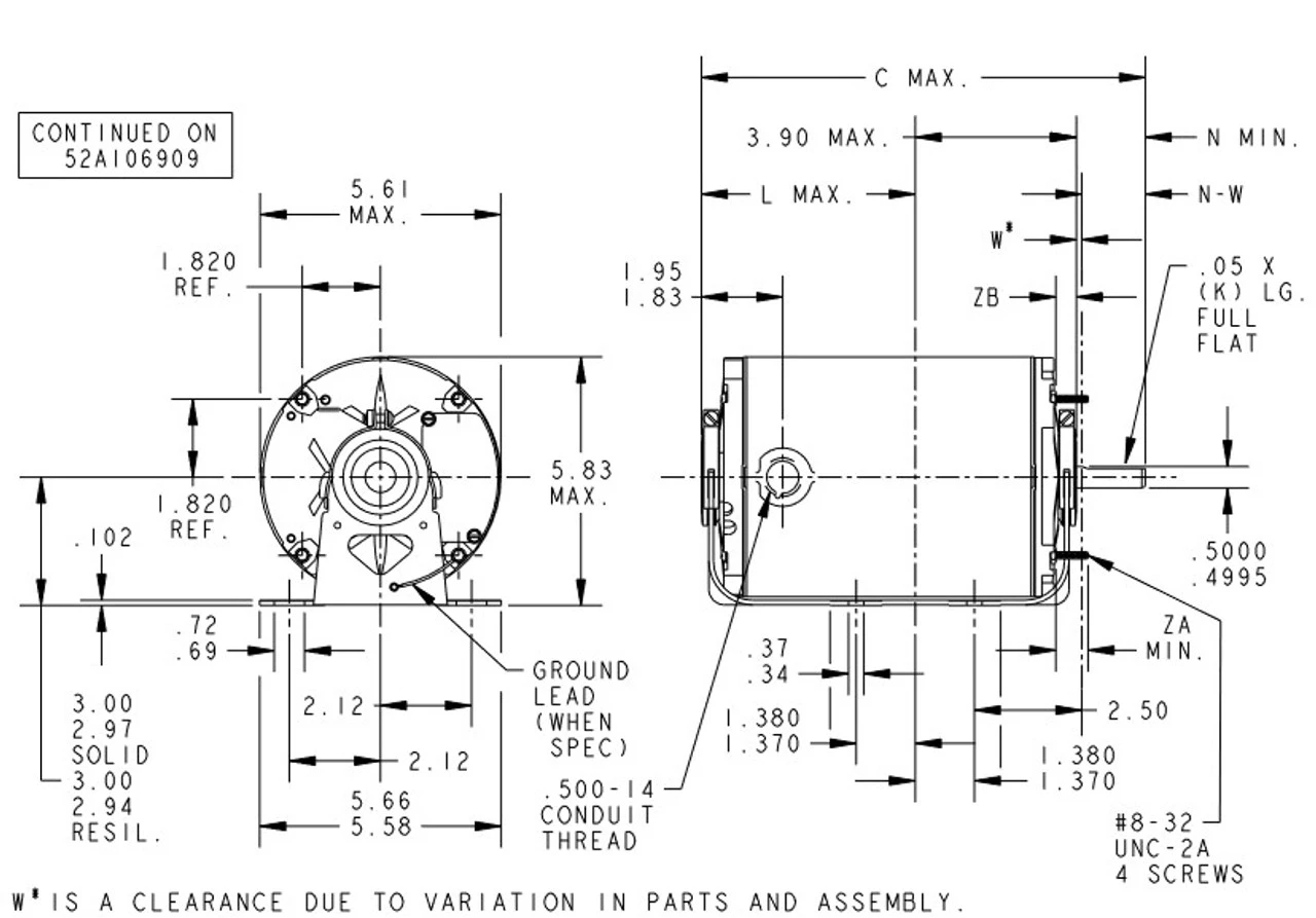 H198 Marathon 1/6 Hp 1200 RPM 115V TENV 48 Frame Split-Phase Farm Motor - Image 4