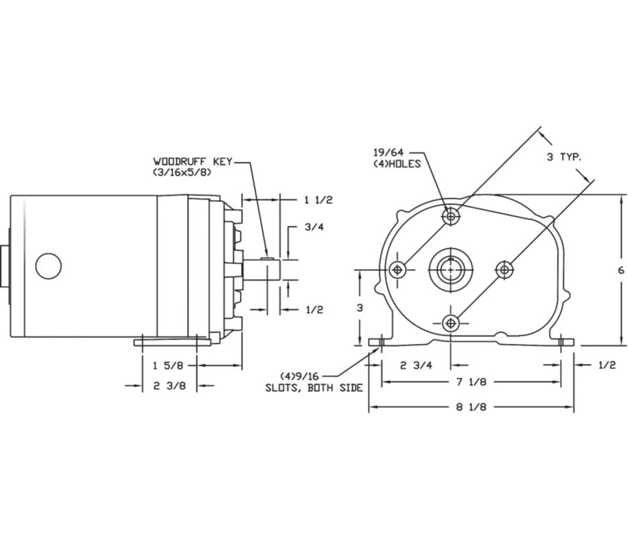 1LPP5 Dayton 1/4 Hp 18 RPM 115V Dayton AC Parallel Phase Gear Motor Model (5K935) - Image 4