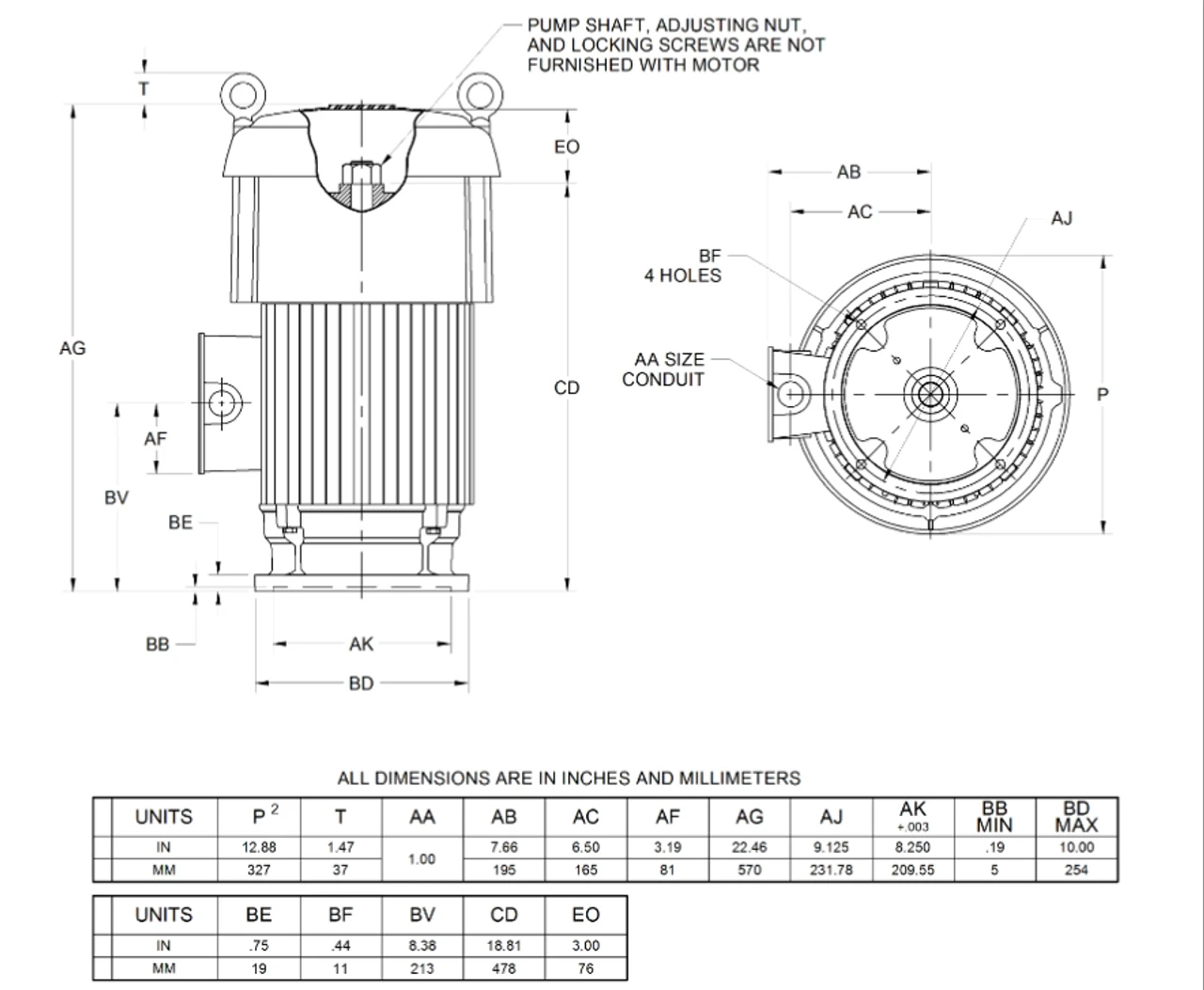 HT15P1BLE Nidec 15 Hp 3600 RPM 230/460V 3-phase H215TP Frame TEFC Vertical Holloshaft Sinewave Motor - Image 2