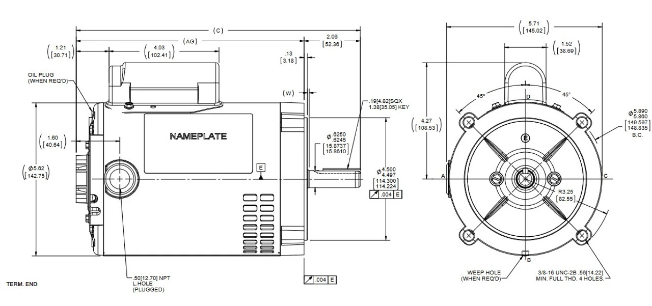 O214 Marathon 3/4 Hp (1 Speed) 115/208-230V 3450 RPM ODP 56C Frame Cap Start Oil Burner Motor - Image 4