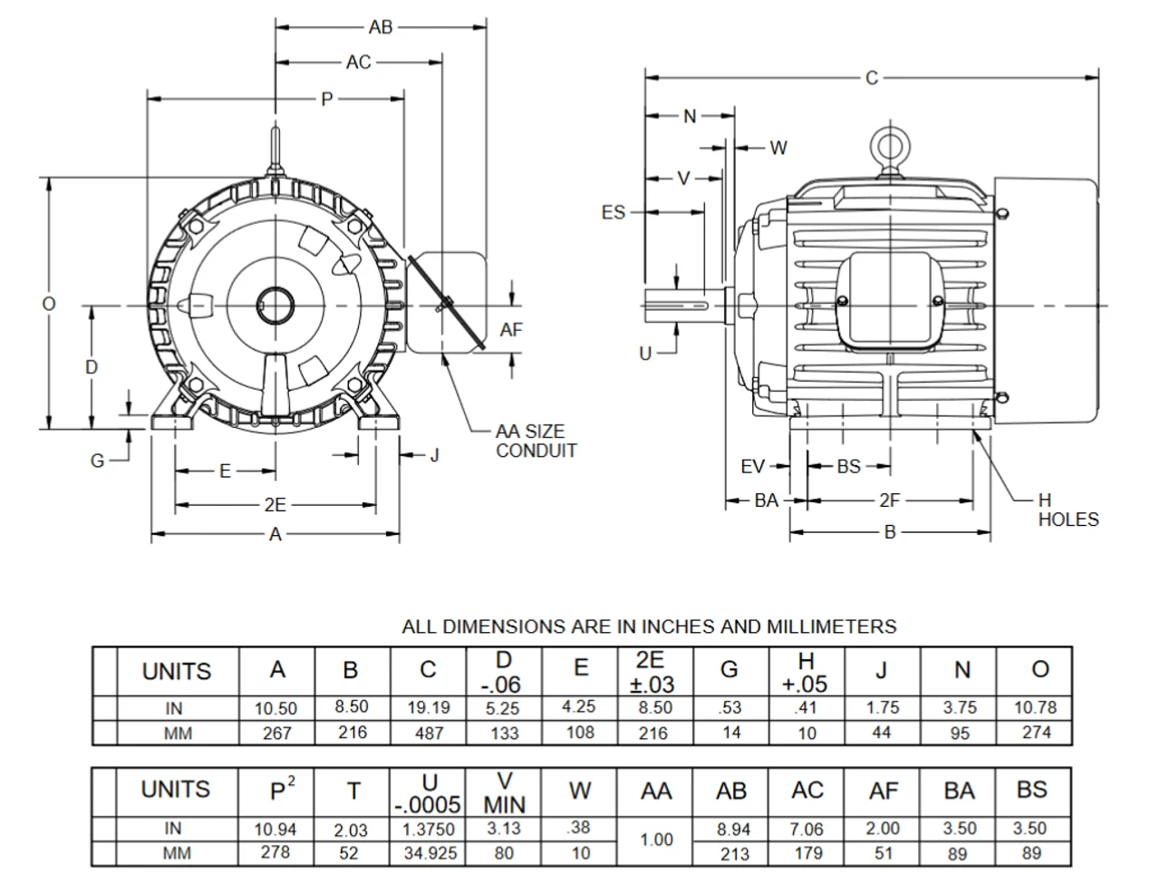 HW10V2G2 Nidec 10 Hp 1800 RPM 215T Frame (Rigid Base) 575V TEFC 3-Phase Cooling Tower Motor - Image 2