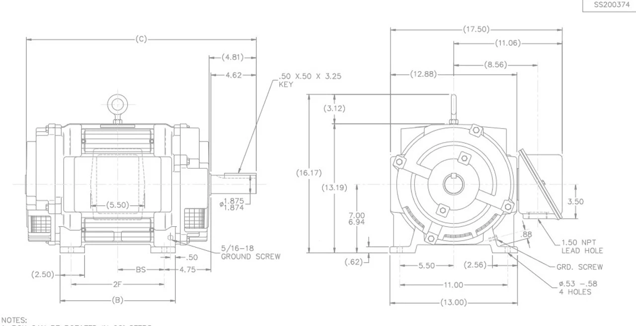 Y215 Marathon 15 Hp 230/460/796V 1200 RPM ODP 284T Frame 3-Phase Oil Pump Motor - Image 4