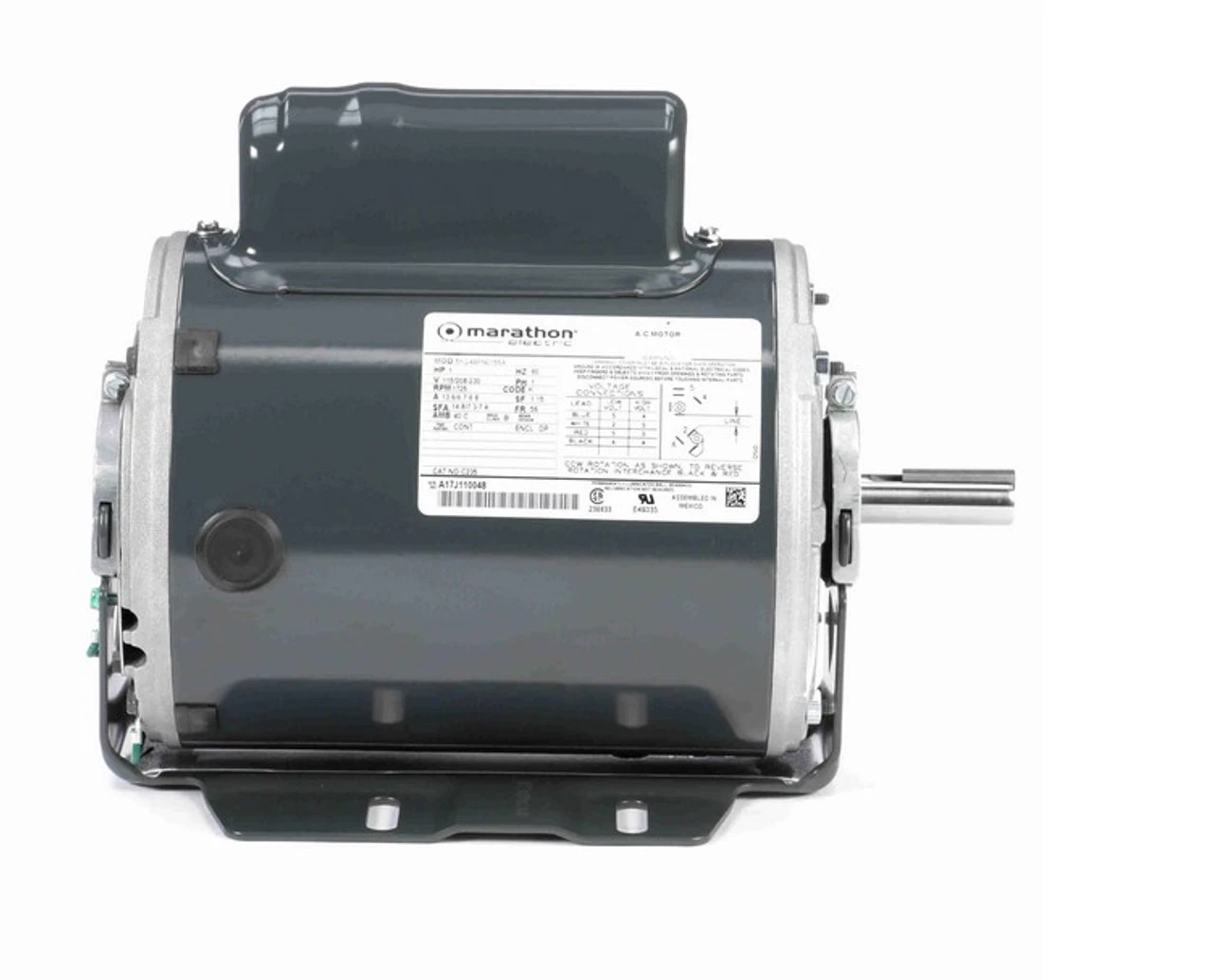 C235 Marathon 1 Hp (1 Speed) 115/208-230V 1800 RPM ODP 56 Frame Cap Start Resilient Base Motor - Image 3