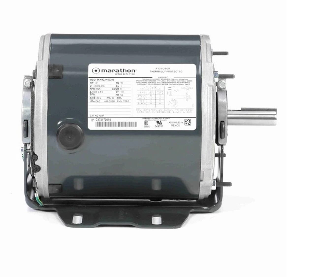 H247 Marathon 1/2 Hp 1800 RPM 115/208-230V TEAO 56 Frame Split-Phase Farm Motor - Image 3