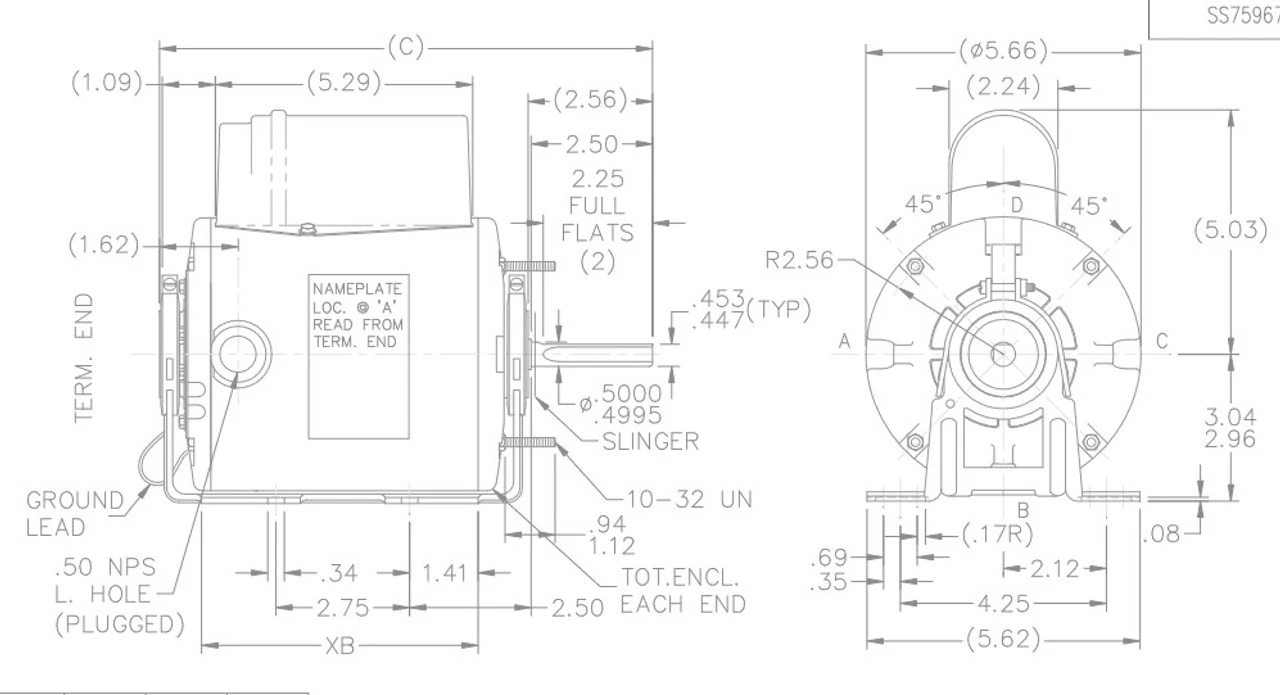 X025 Marathon 1/3 Hp 1800 RPM 115/230V TEAO 48Z Frame PSC Farm Motor - Image 4