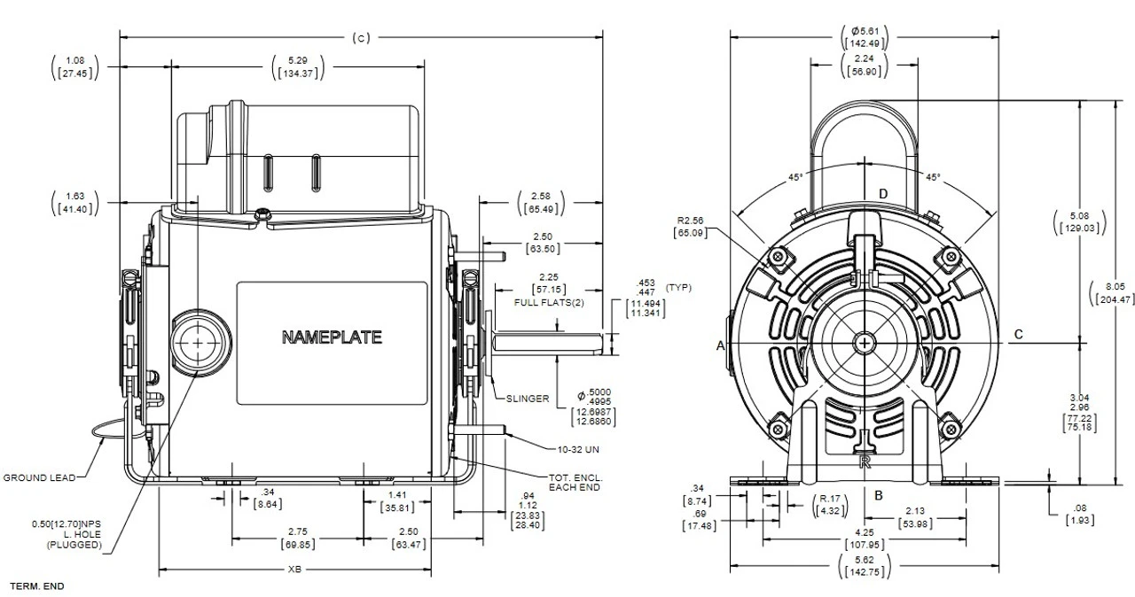 X027 Marathon 1/4 Hp 1200 RPM 115/230V TEAO 48Z Frame PSC Farm Motor - Image 4