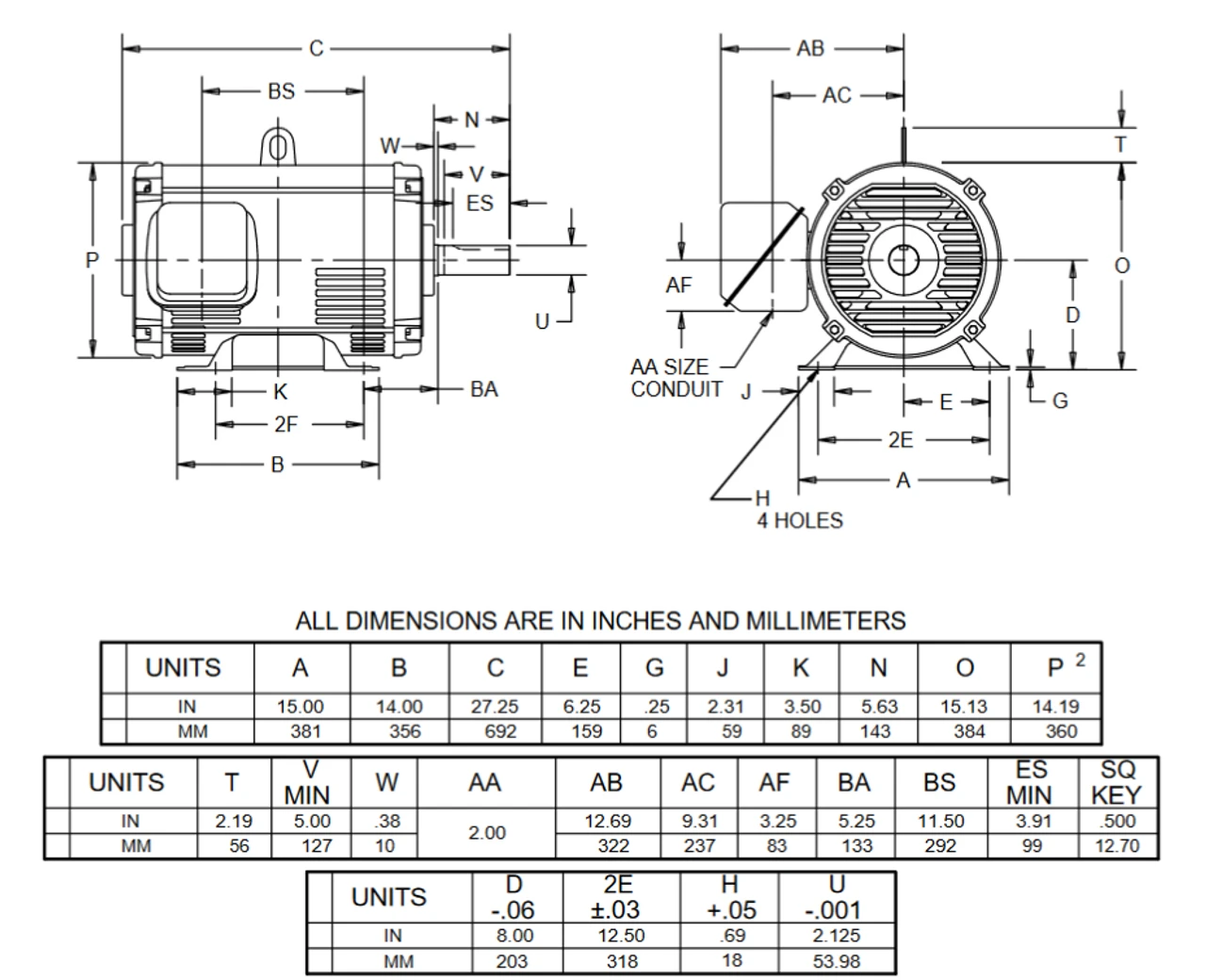 DH60S2BF Nidec 60 Hp 1800 RPM 230/460V ODP 326T (Rigid Base) 3-Phase Dry Elevator Motor - Image 2