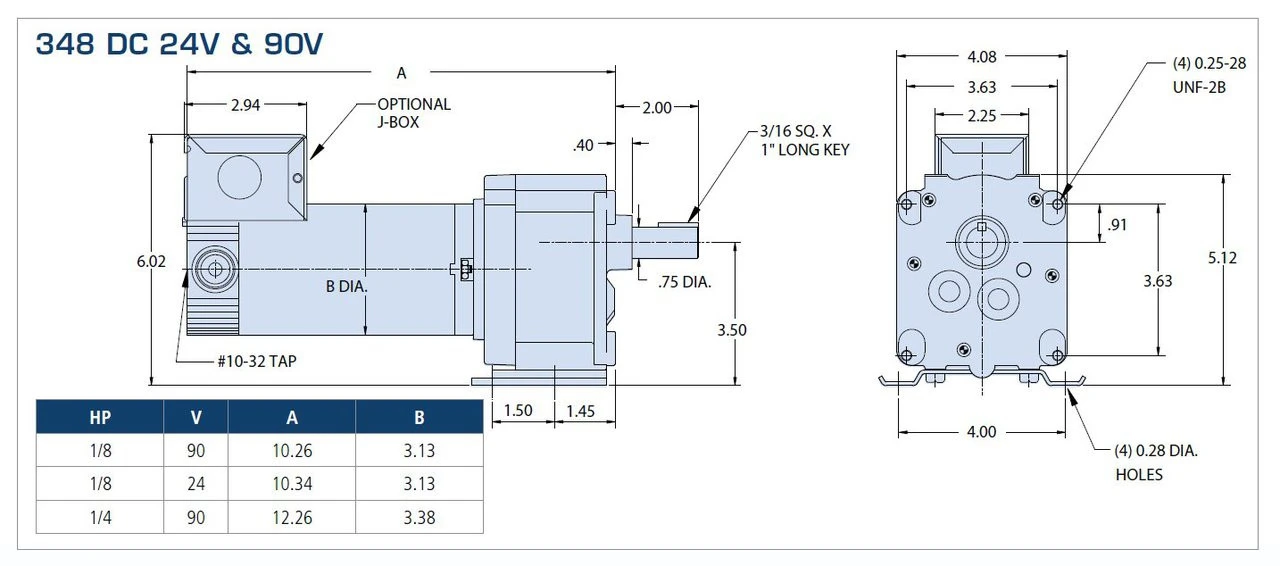 Bison 011-348-5005 Gear Motor 1/8 Hp 360 RPM 24VDC - Image 2