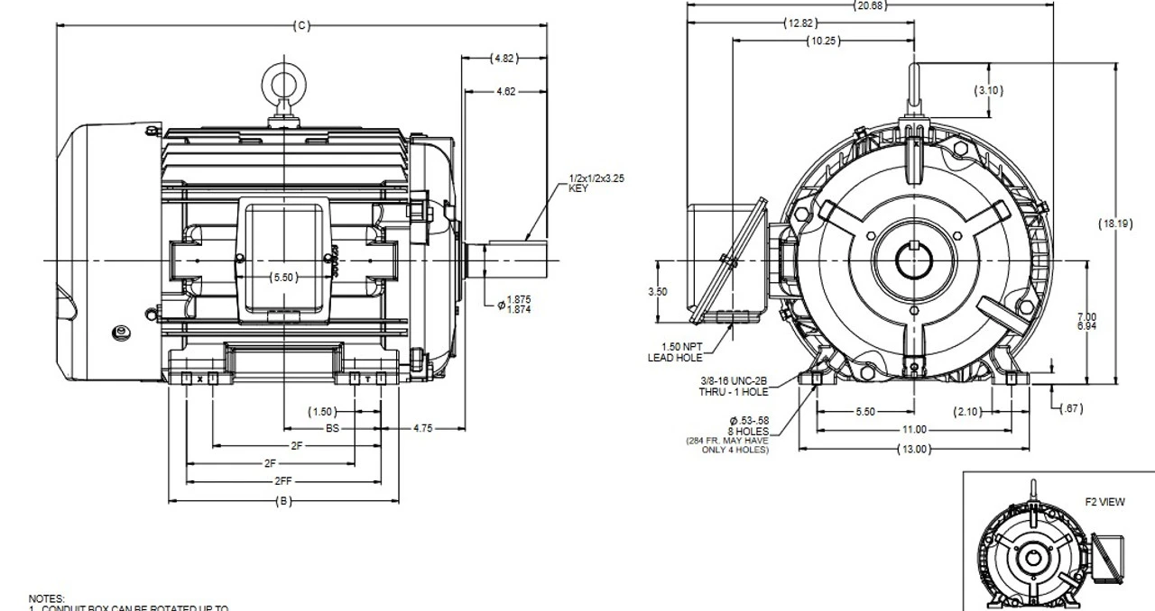Y386 Marathon 25 Hp 460 Volt 1800/900 RPM (2 Speed) TEFC 286T Frame 3-Phase Cooling Tower Motor - Image 4