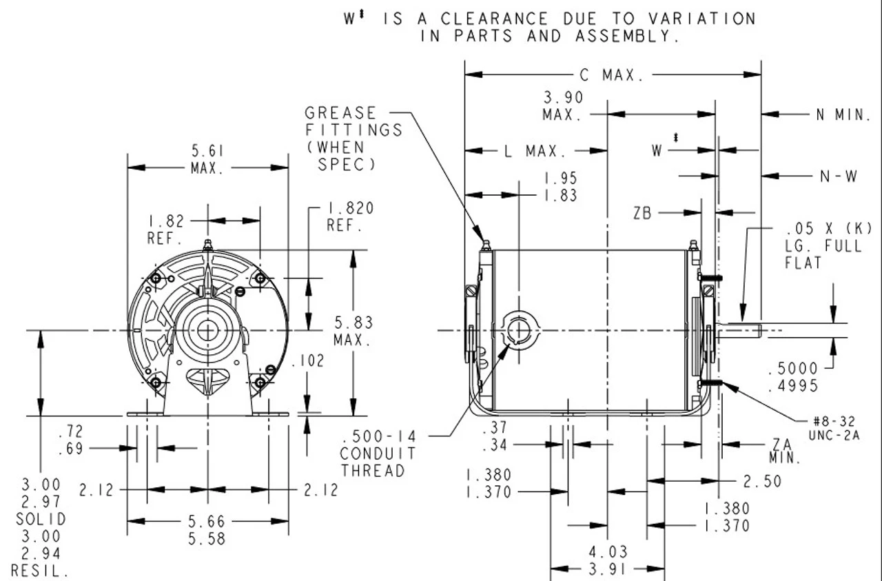 4319 Marathon 1/3 Hp (2 Speed) 115V 1800/1200 RPM ODP 48 Frame Resilient Base Blower Motor - Image 4