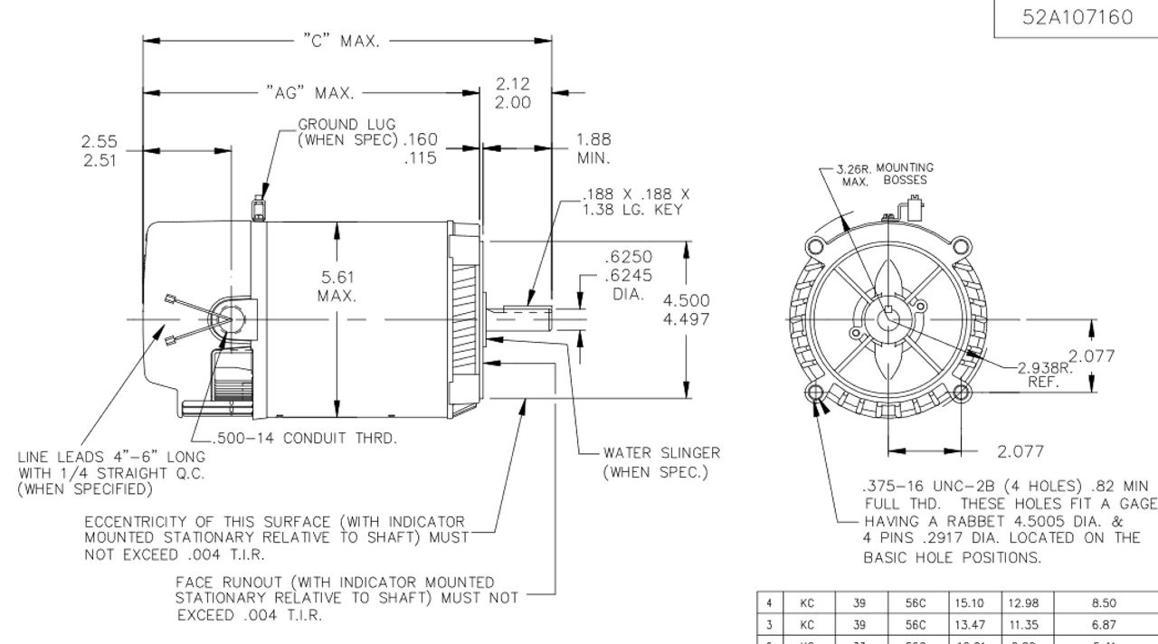H439 Marathon 1/3 Hp 2-Compartment Jet Pump Motor 3600 RPM 115V ODP 56C Frame (no Base) - Image 4