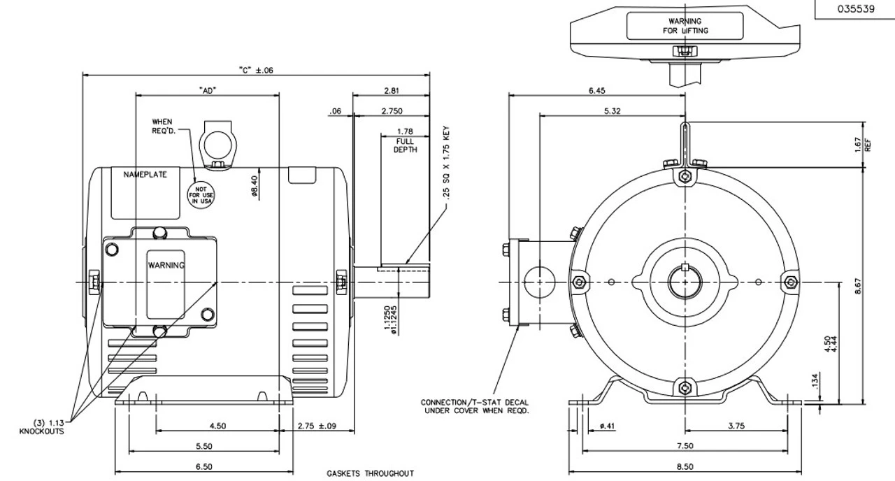 Y468A Marathon 3 Hp (2 Speed) 460V 1800/900 RPM ODP 182T Frame 3-Phase Variable Torque Motor - Image 4