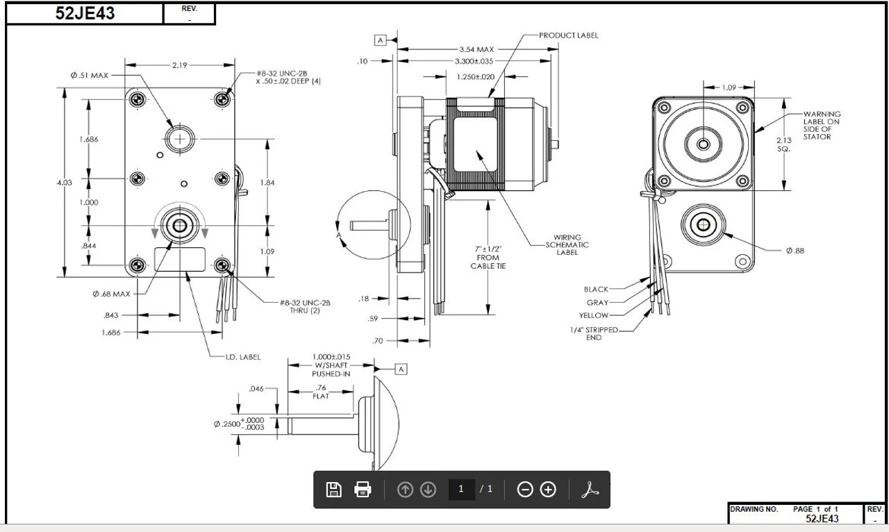 Dayton Model 52JE43 Gear Motor 25 RPM 1/150 Hp 115V With Brake - Image 2