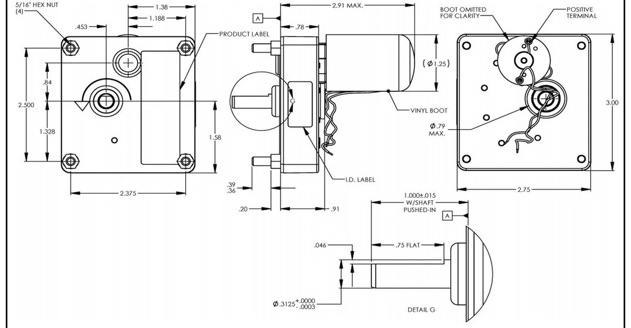 Dayton Model 52JE54 DC Gear Motor 50 RPM 1/125 Hp 12VDC - Image 2