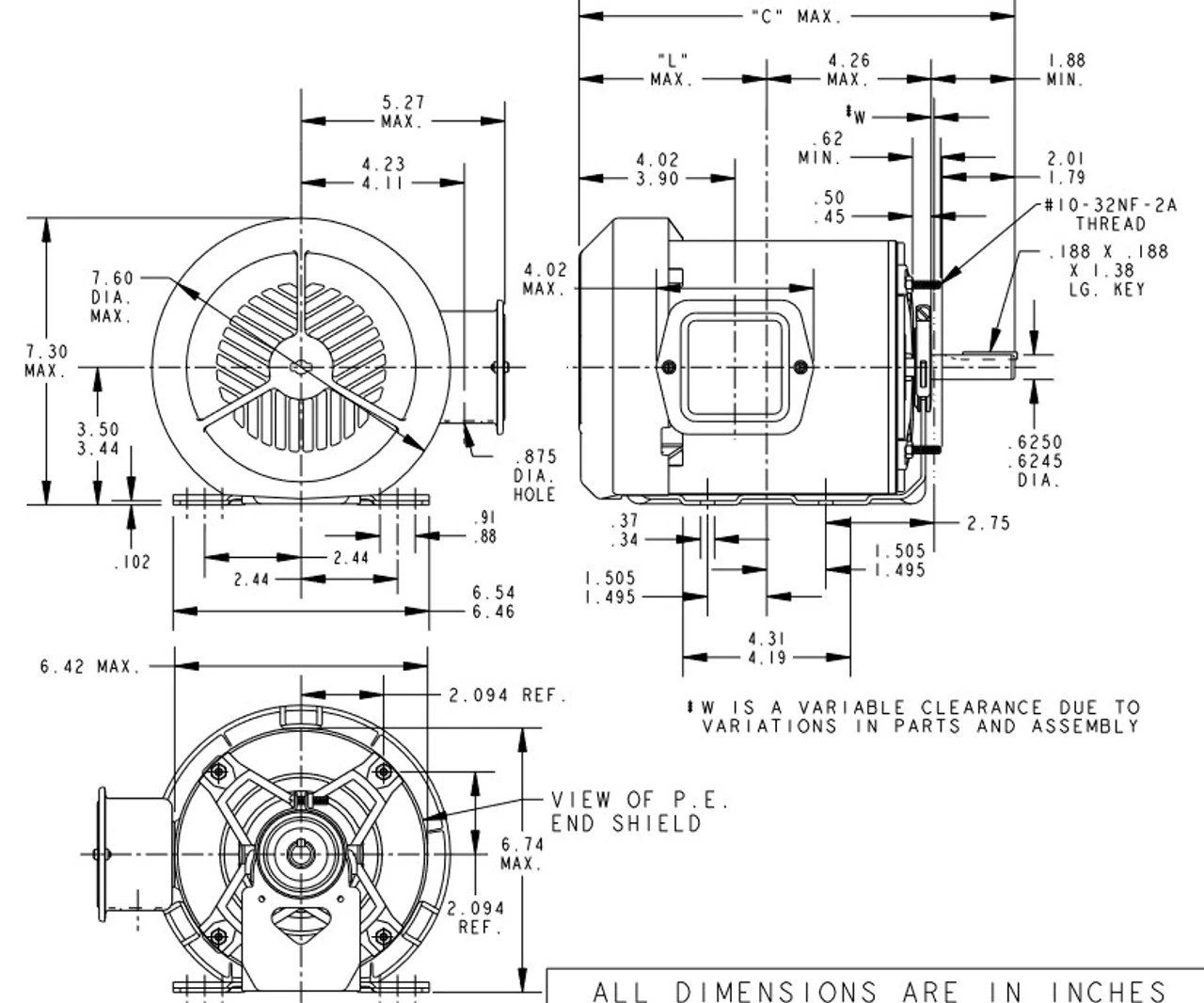 K541 Marathon 1/2 Hp (1 Speed) 208-230/460V 1200 RPM TEFC 56 Frame 3 Phase Resilient Base Motor - Image 4
