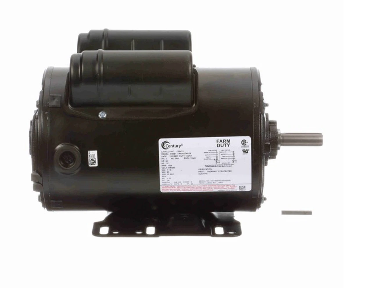 C594V1 Century 1 1/2 HP 1800 RPM 56H Frame 115/230V TEAO Cow Cooler Motor - Image 3
