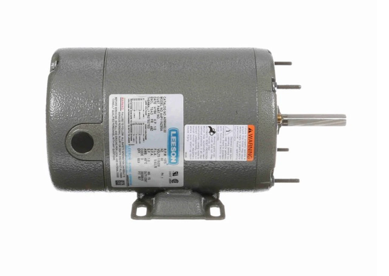 A099462.00 Leeson 1/2 Hp 1200 RPM 115/230V 48Z Frame TEAO 1-Phase Belt Drive Farm Motor - Image 3