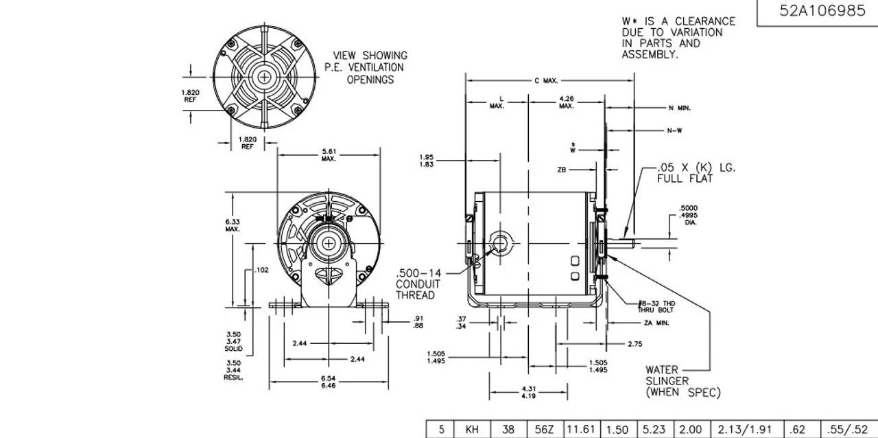 HG704 Marathon 1/4 Hp (2 Speed) 115V 1800/1200 RPM ODP 56Z Frame Resilient Base Blower Motor - Image 4