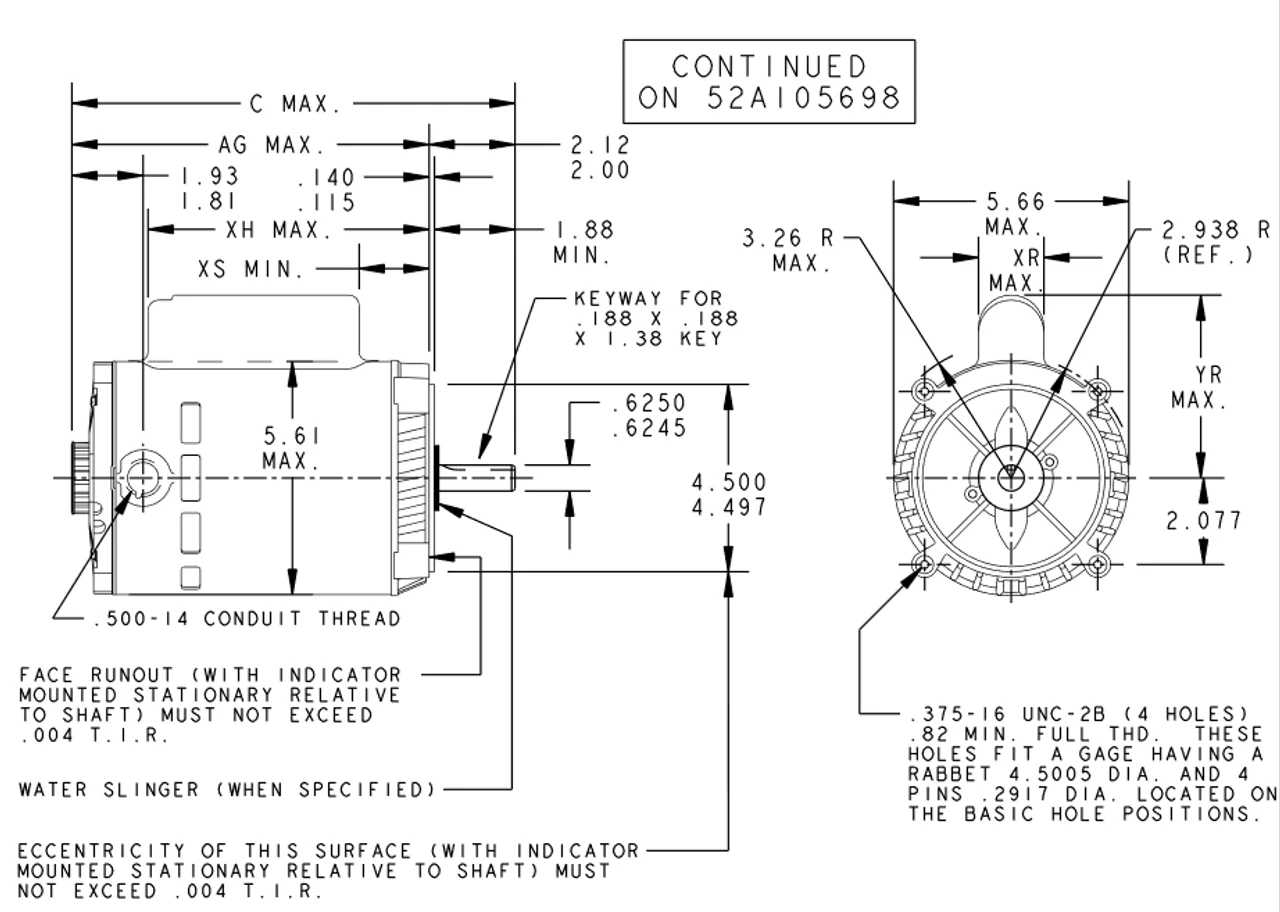 CG732 Marathon 3/4 Hp Basic Jet Pump Motor 3000 RPM 110/220V ODP 56C Frame (no Base) - Image 4