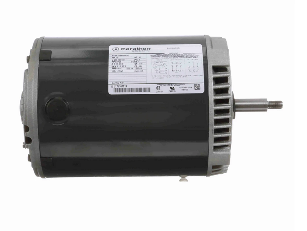 K751 Marathon 1 1/2 Hp 3-Phase Jet Pump Motor 1800 RPM 208-230/460V ODP 56J Frame (no Base) - Image 3