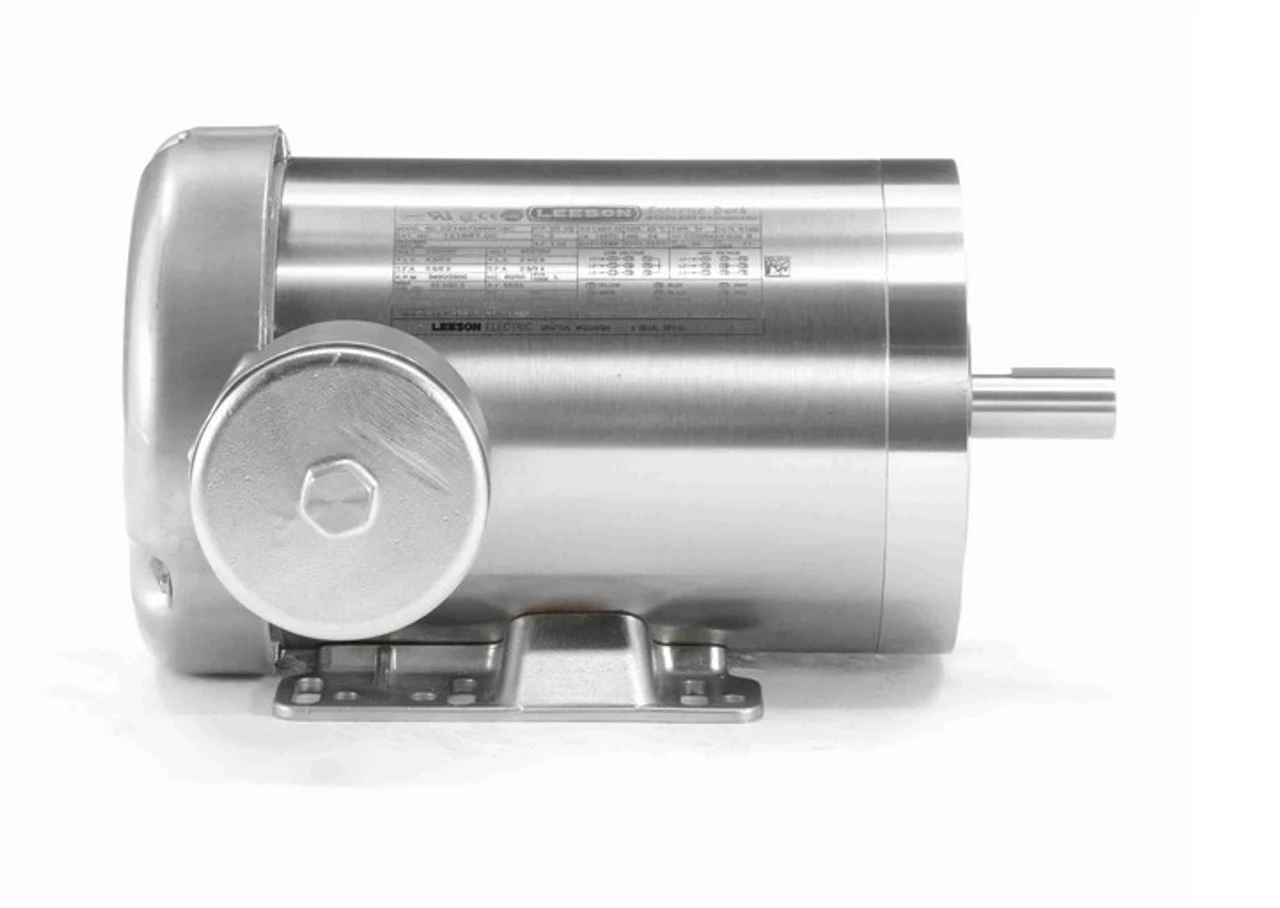 121881.00 Leeson 2 Hp 3600 RPM 230/460V 145TC Frame (Rigid Base) TEFC 3-Phase Stainless Wash-Down Motor - Image 3