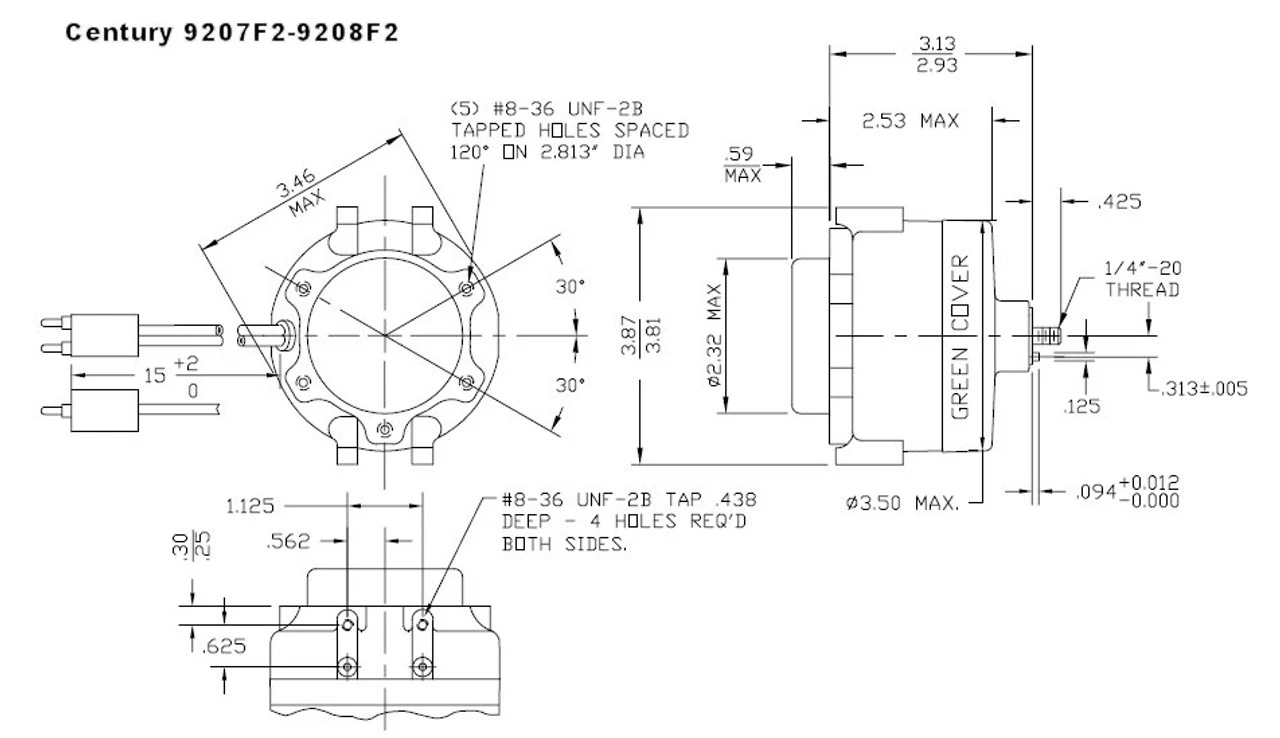 Model 9208F2 Century 3-N-1 Refrigeration Fan Motor 16 Watt 1550 RPM 115V ECM Design Century # 9208F2 - Image 2