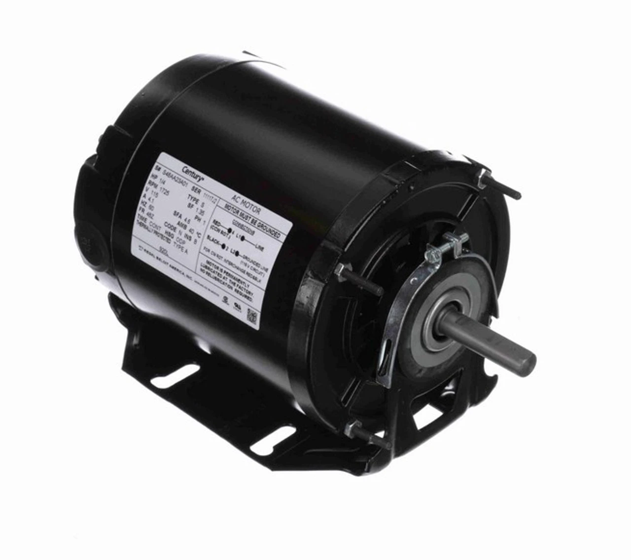 920L Century 1/4 Hp (1 Speed) 115V 1800 RPM ODP 48Z Frame Resilient Base Blower Motor
