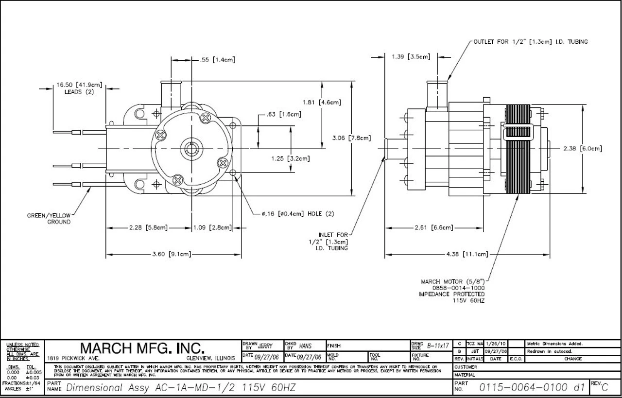 AC-1A-MD March Pump | 115V, 1/2" Inlet/Outlet - Image 2