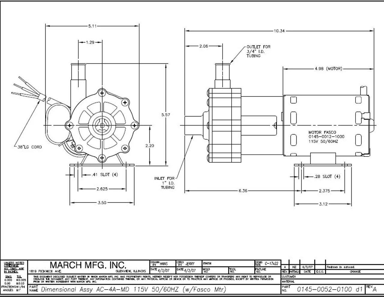 AC-4C-MD March Pump | 115V, 1" FPT Inlet - 1/2" MPT Outlet - Image 2