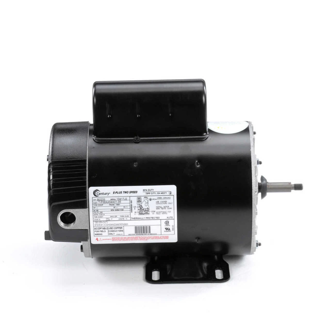 B2233 Century 2 Hp 3450/1725 RPM 56Y Frame 230V 2-Speed Pool & Spa Electric Motor Century # B2233 - Image 2