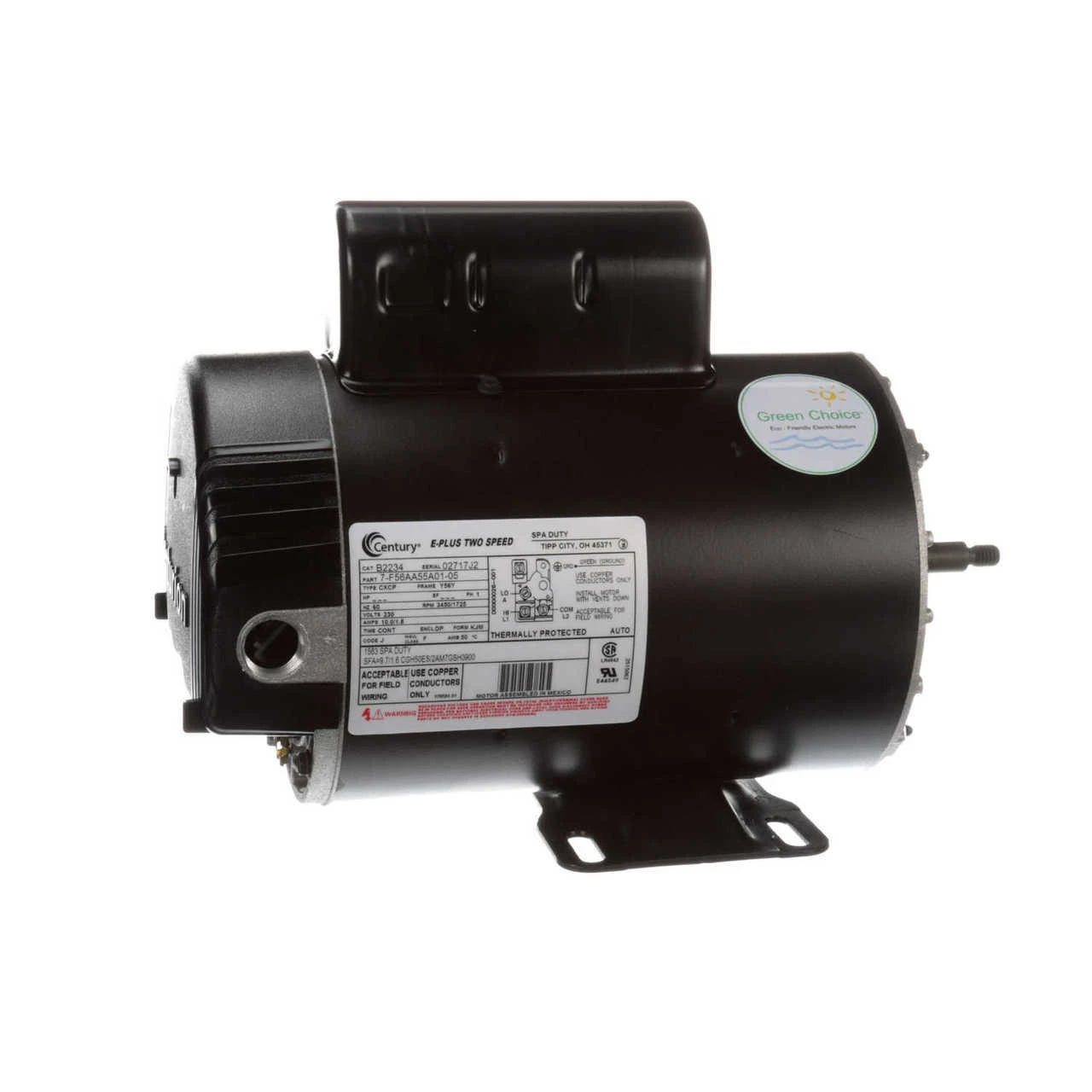 B2234 Century 3 Hp 3450/1725 RPM 56Y Frame 230V 2-Speed Pool & Spa Electric Motor Century # B2234 - Image 2