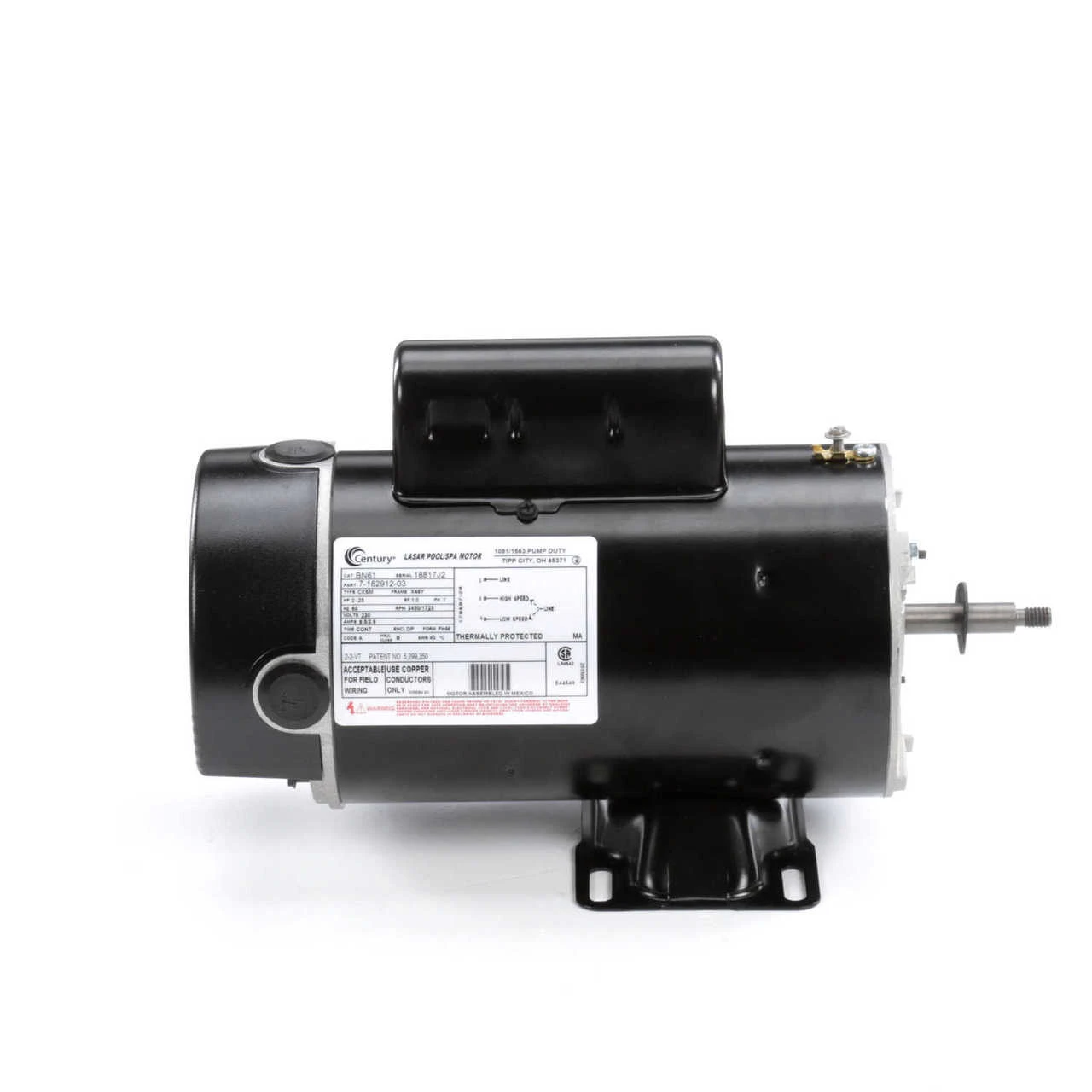 BN61 Century 2 Hp 3450/1725 RPM 48Y Frame 230V 2-Speed Pool & Spa Electric Motor Century # BN61 - Image 3
